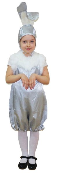 Карнавальный костюм "Заяц" атласный белый