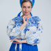 Платье в русском стиле "Гжель Свиристели "