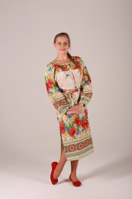 Платье в русском стиле "Маки-колоски"