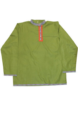 Рубаха русская народная, зеленая x/б детская