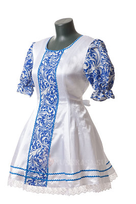 Платье Кадриль бело-голубое