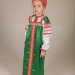 Сарафан детский русский народный  с блузой, зеленый атласный прямой