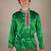 Рубаха мужская русская народная, зеленая атласная 