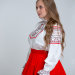 Блузка "Верея" с отделкой тесьмой красной вьюнок  х/б