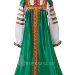 Сарафан русский народный женскийс блузой, атласный, зеленый