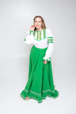 Блузка "Веснянка"  со светло-зеленой вставкой 