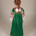 Сарафан детский русский народный  с блузой, зеленый атласный
