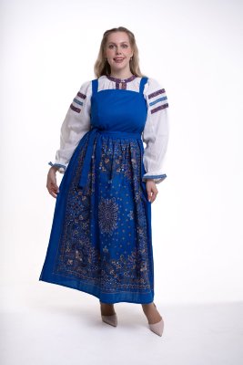 Сарафан женский в русском стиле "Синий вечер" с блузой