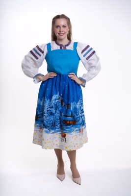 Сарафан женский в русском стиле "Зимняя сказка" с блузой