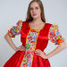 Платье "Кадриль" красное со вставкой "Городец"