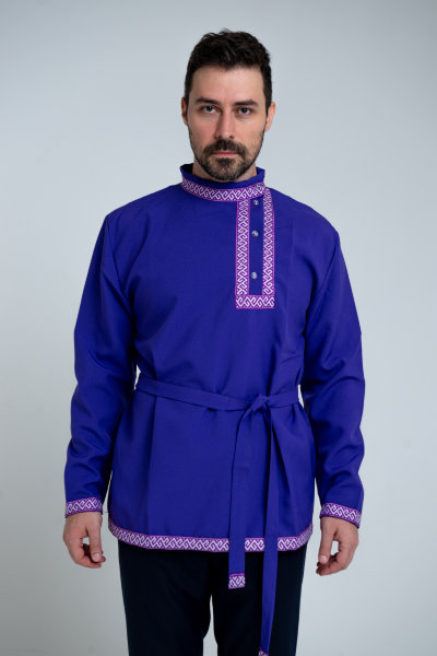 Рубаха мужская (косоворотка) с отделкой тесьмой "Обереги"