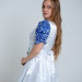 Платье плясовое "Кадриль" белое со вставкой "Гжель"
